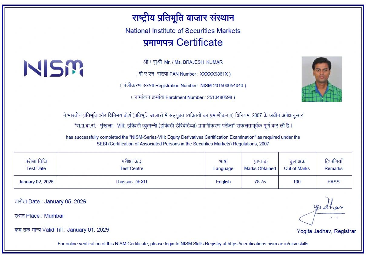 Certificate NISM-8